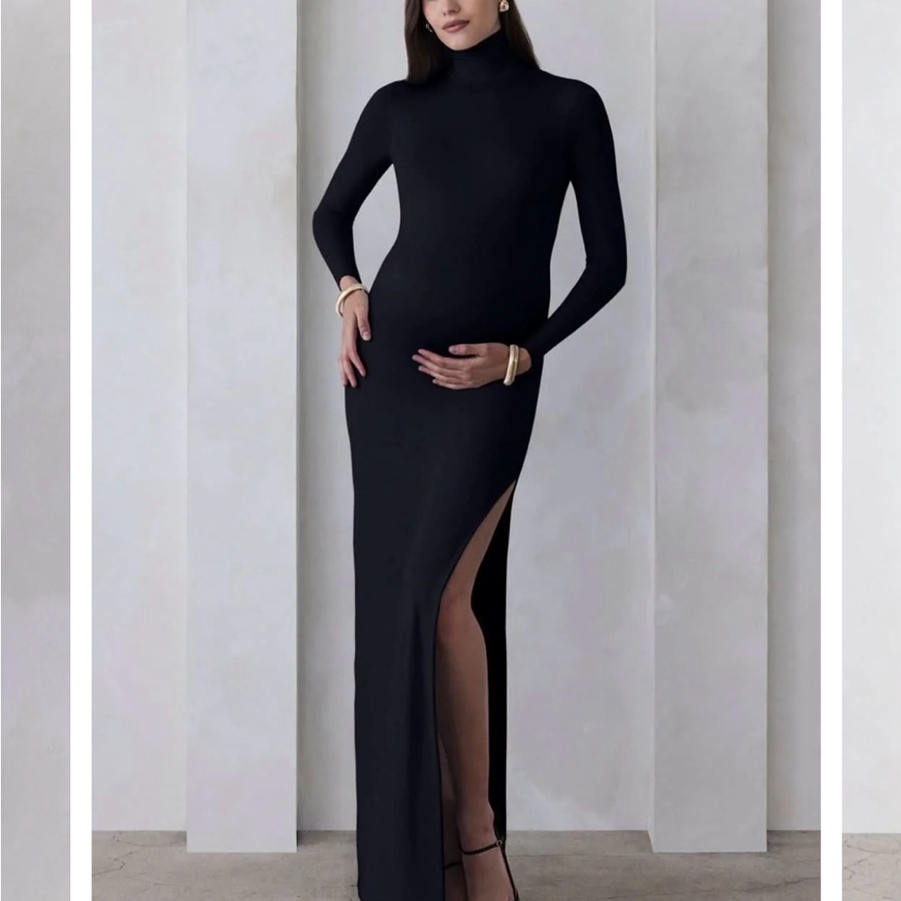 Bumpsuit Monica Maternity Black Long Sleeve Maxi Dress